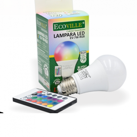 LAMPARA LED ECOVILLE 7W A60 RGB C/CONTROL