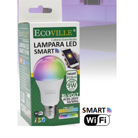 LAMPARA LED SMART WI-FI ECOVILLE 9W E27  